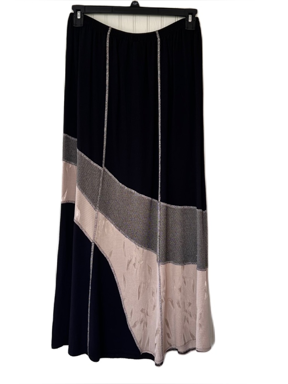 Tommy N Loulou Black Cream Gray Panel Maxi Skirt Sz‎ L